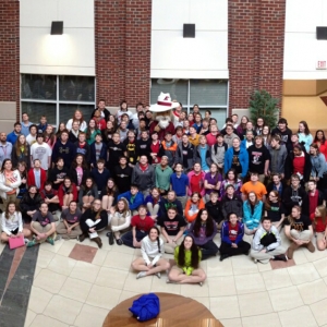 Clark Middle School students with the EKU Colonel